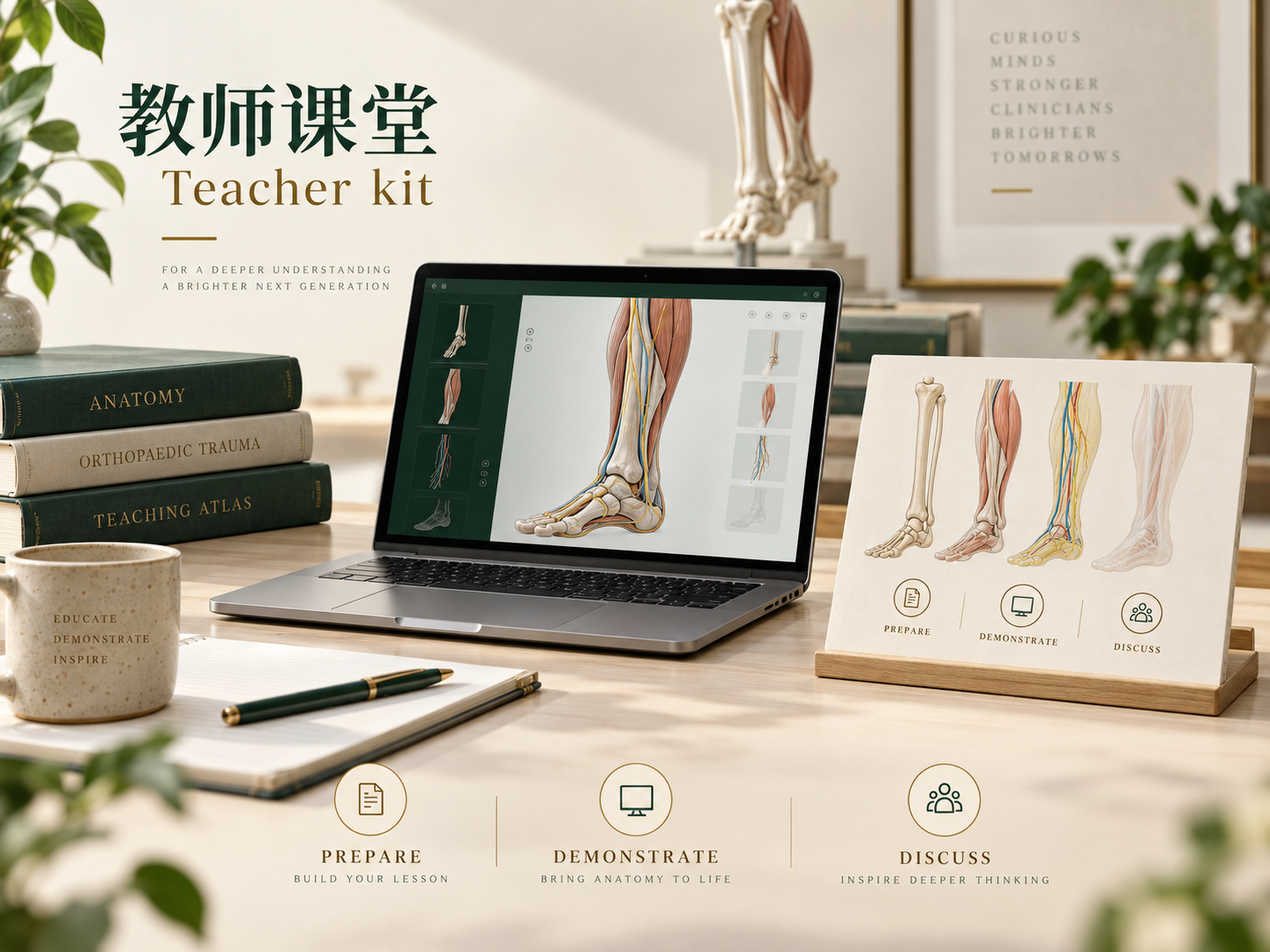 教师使用骨科创伤教学图谱备课与演示的编辑插图