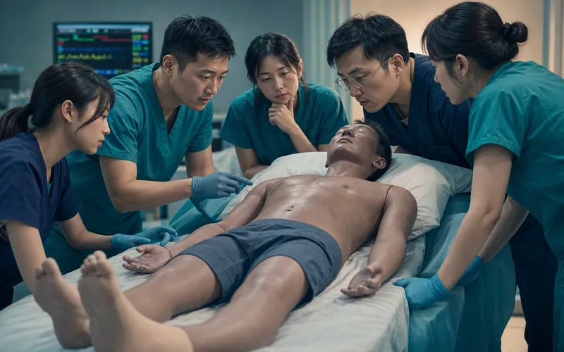 Synthetic team teaching scene; not patient evidence
